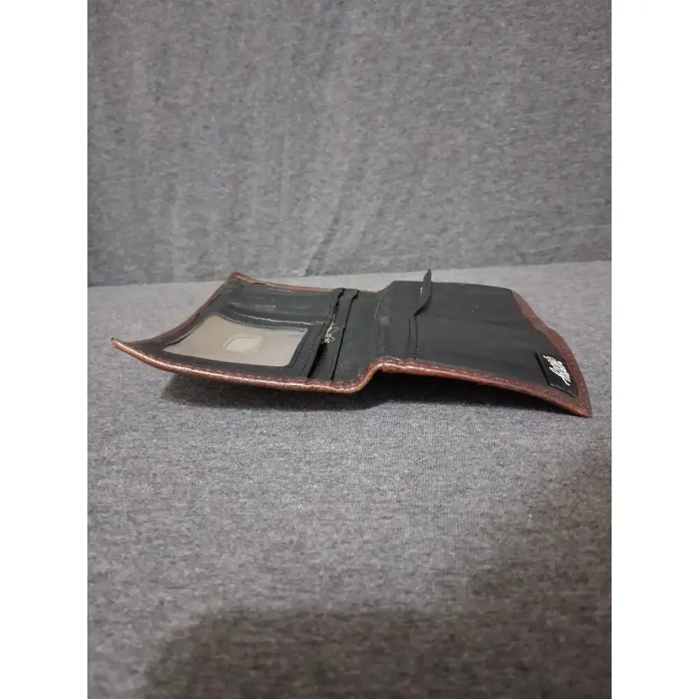 Hooey Mens Orange & Brown Long Bifold Leather Wallet Western Tooled Cowboy